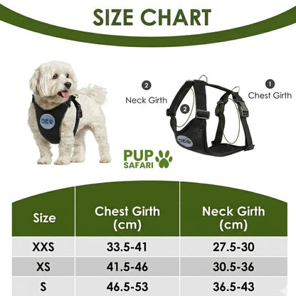 pup safari dog harness size guide